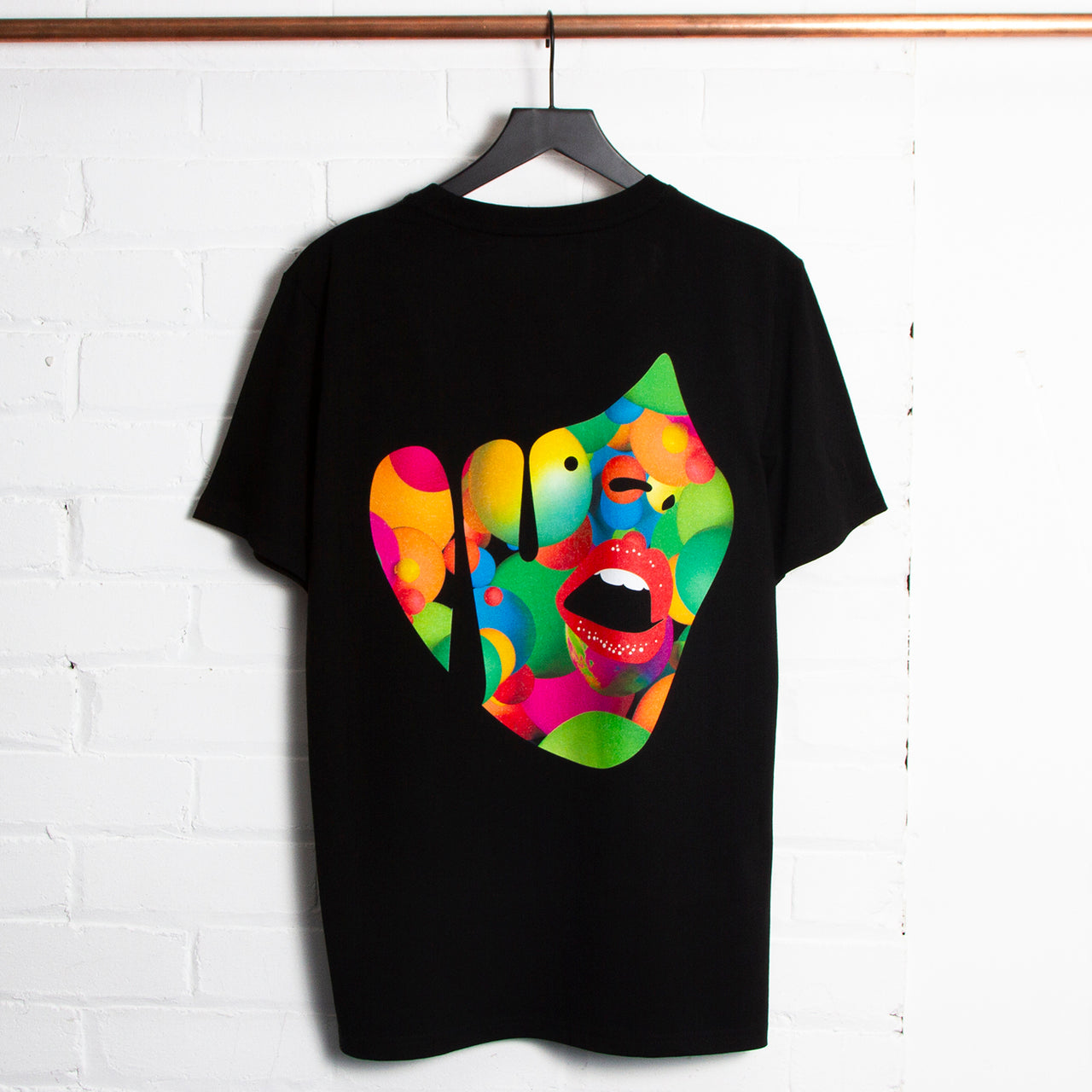 Droplet Face 008 Back Print - Tshirt - Black