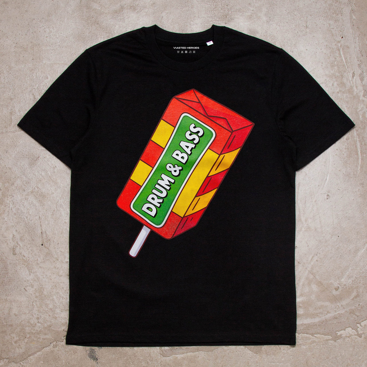 Drumstick & Bass Front Print - Tshirt - Black