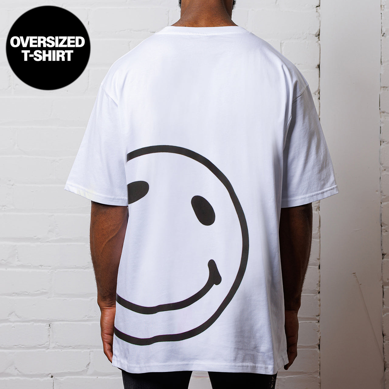 Side Smiley Back - Oversized Tshirt - White