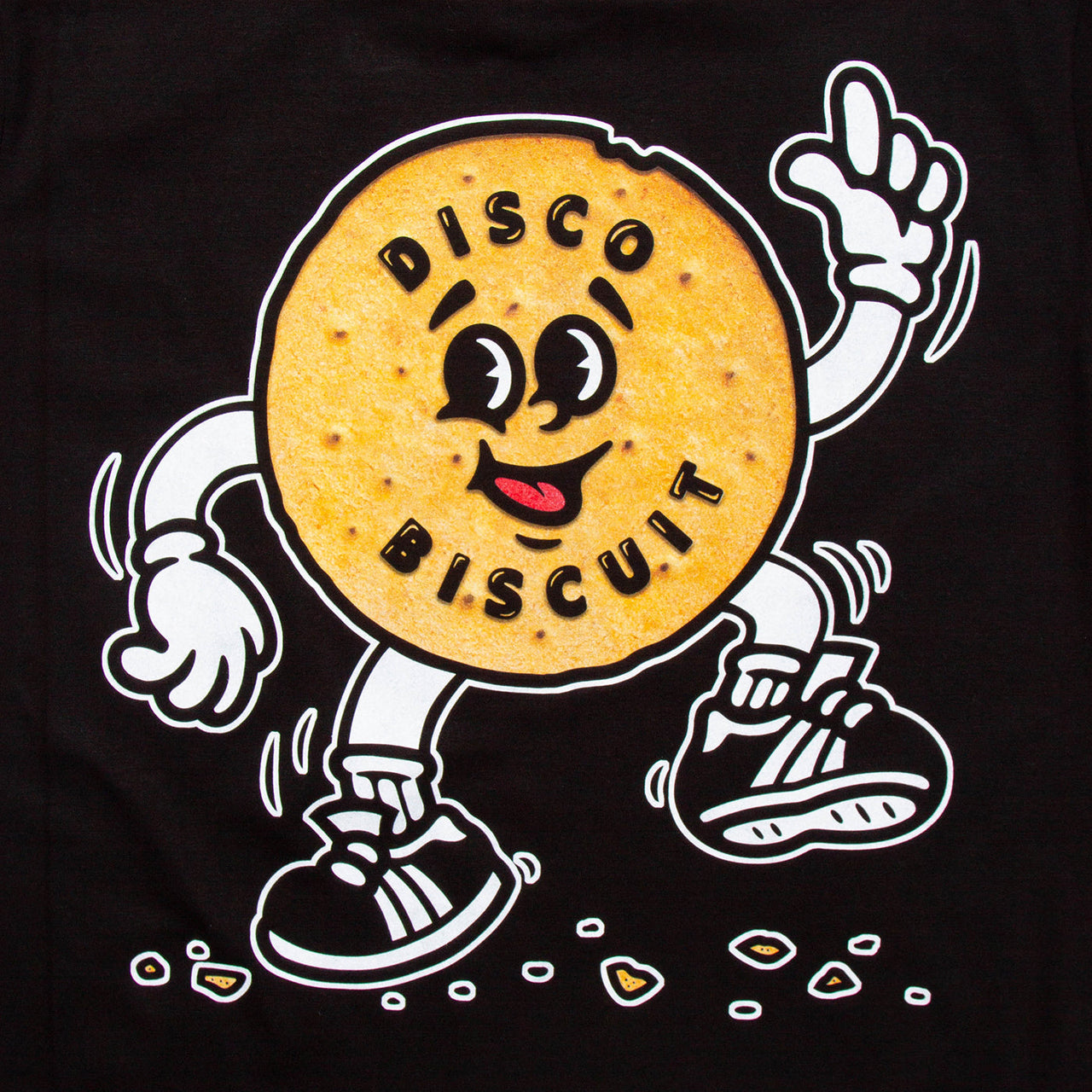 Colour Disco Biscuit Front Print - Tshirt - Black