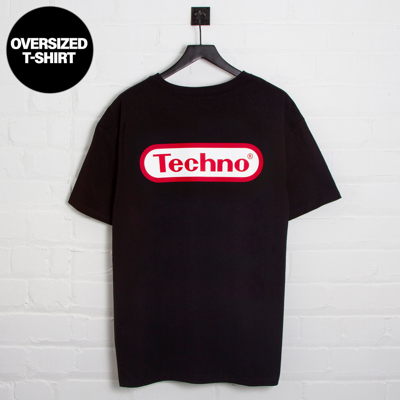 Super Techno Back Print  - Oversized Tshirt - Black
