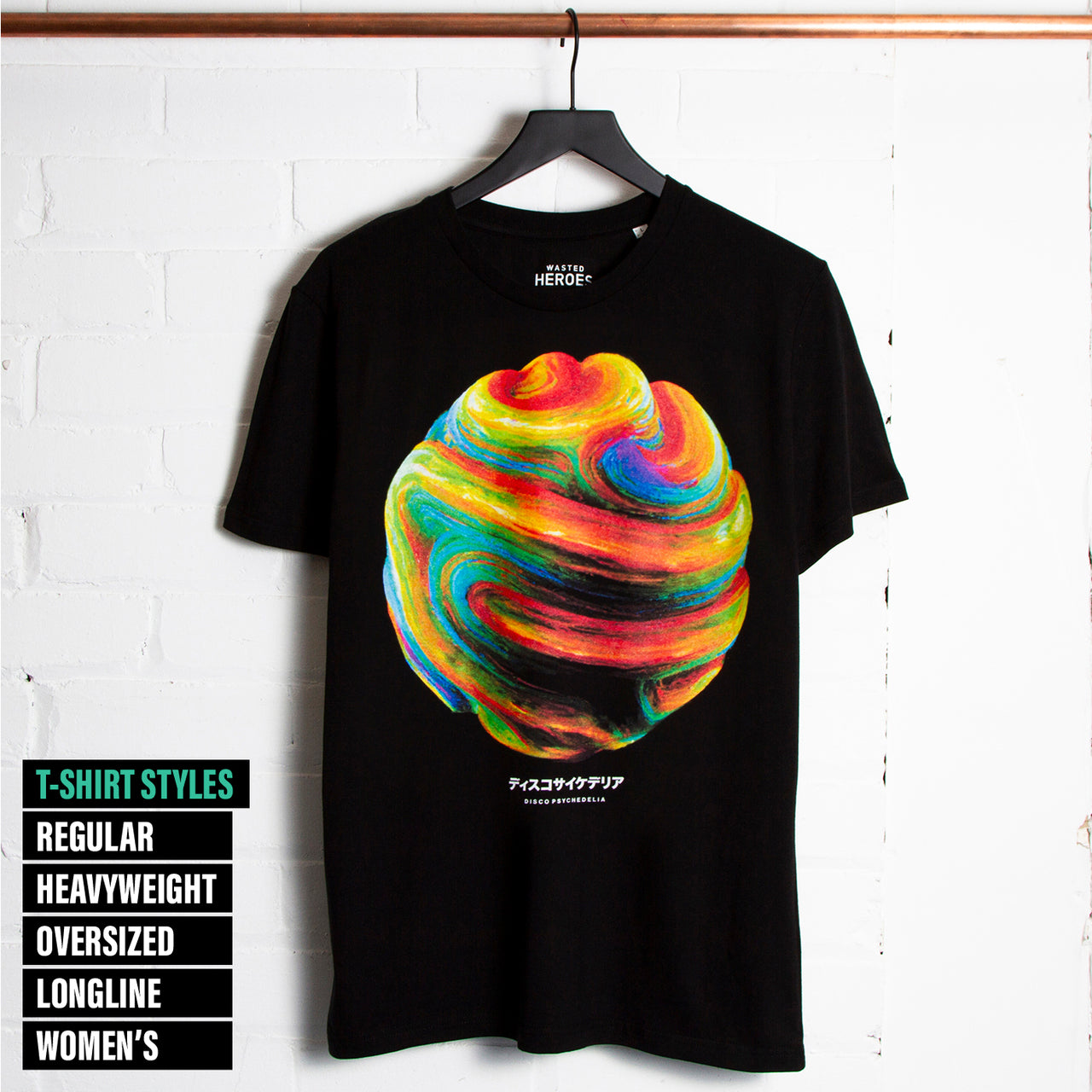 018 Disco Psychedelia Front Print - Tshirt - Black