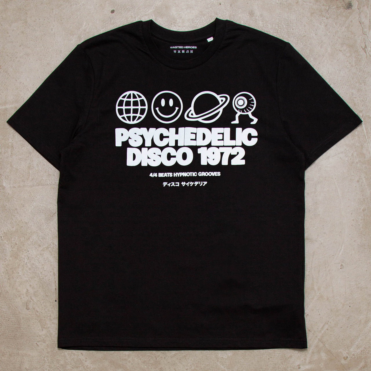 Elements White Psychedelic Disco 1972  Front Print - Tshirt - Black