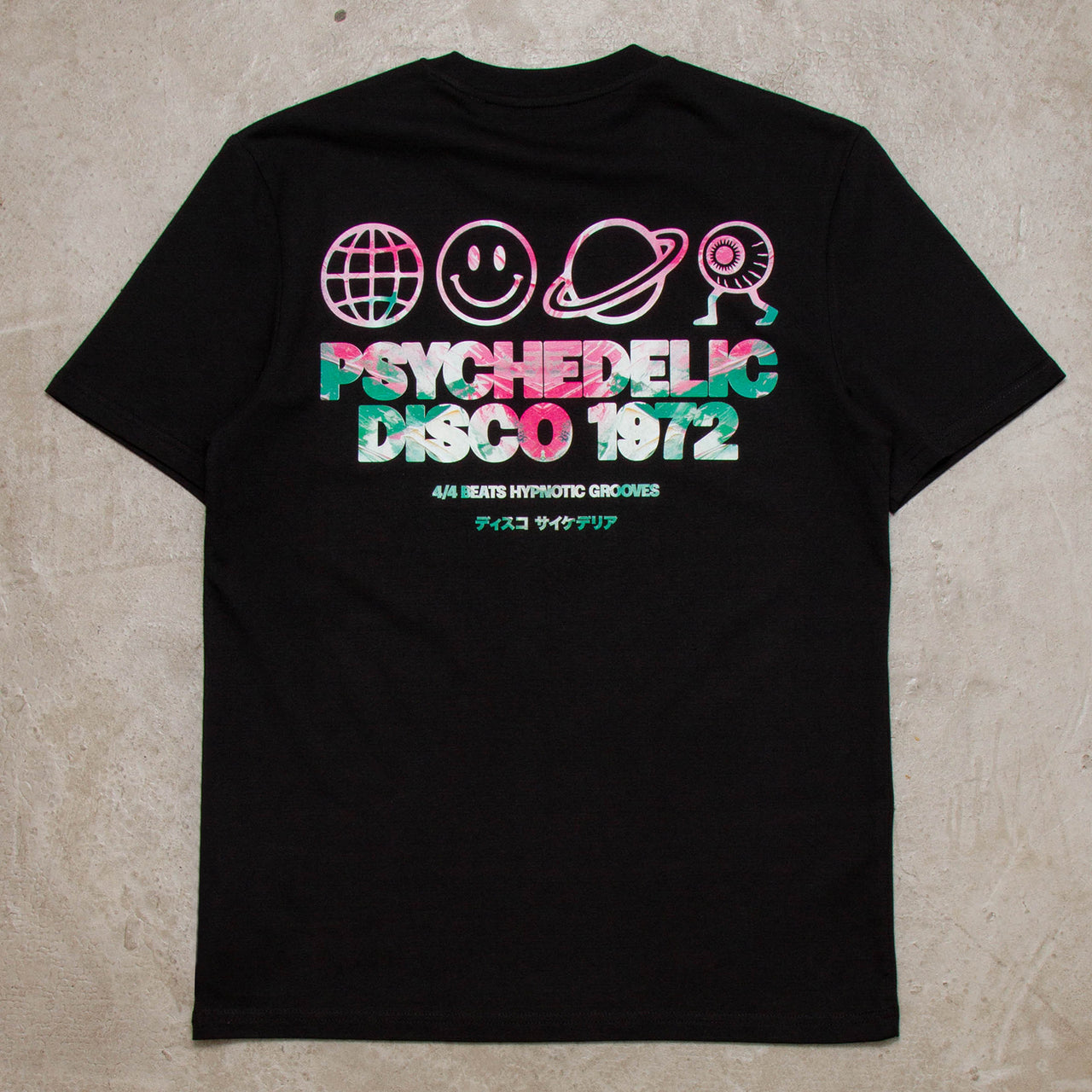 Saturn Elements Psychedelic Disco 1972 Back Print - Tshirt - Black