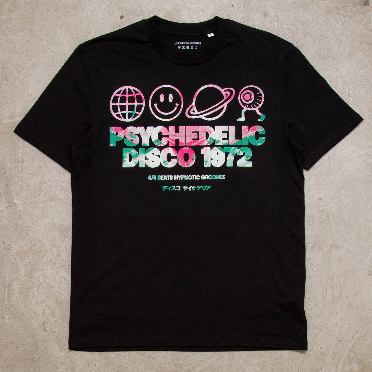 Saturn Elements Psychedelic Disco 1972 Front Print - Tshirt - Black