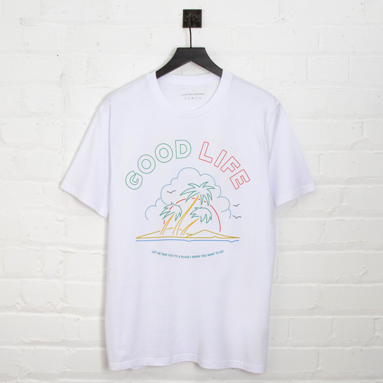 Neon Good Life Front Print - Tshirt - White
