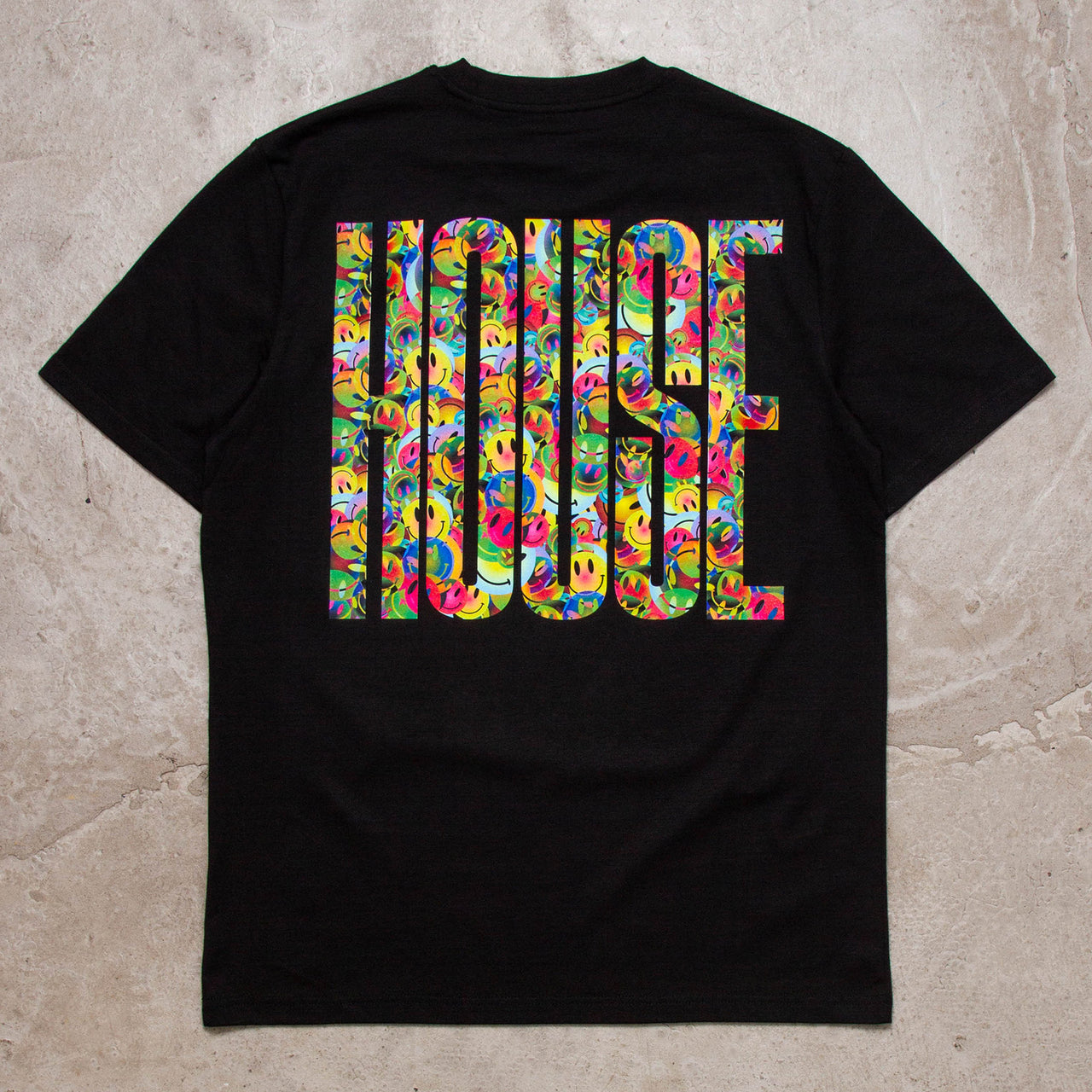 Smiley Higher House Back Print - Tshirt - Black