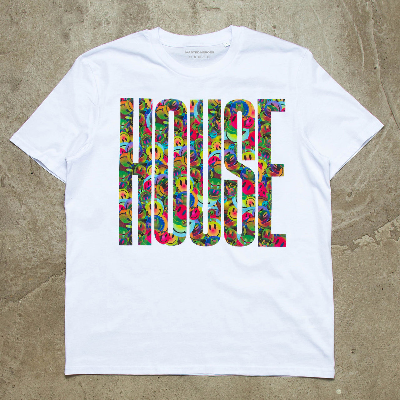 Smiley Higher House Front Print - Tshirt - White