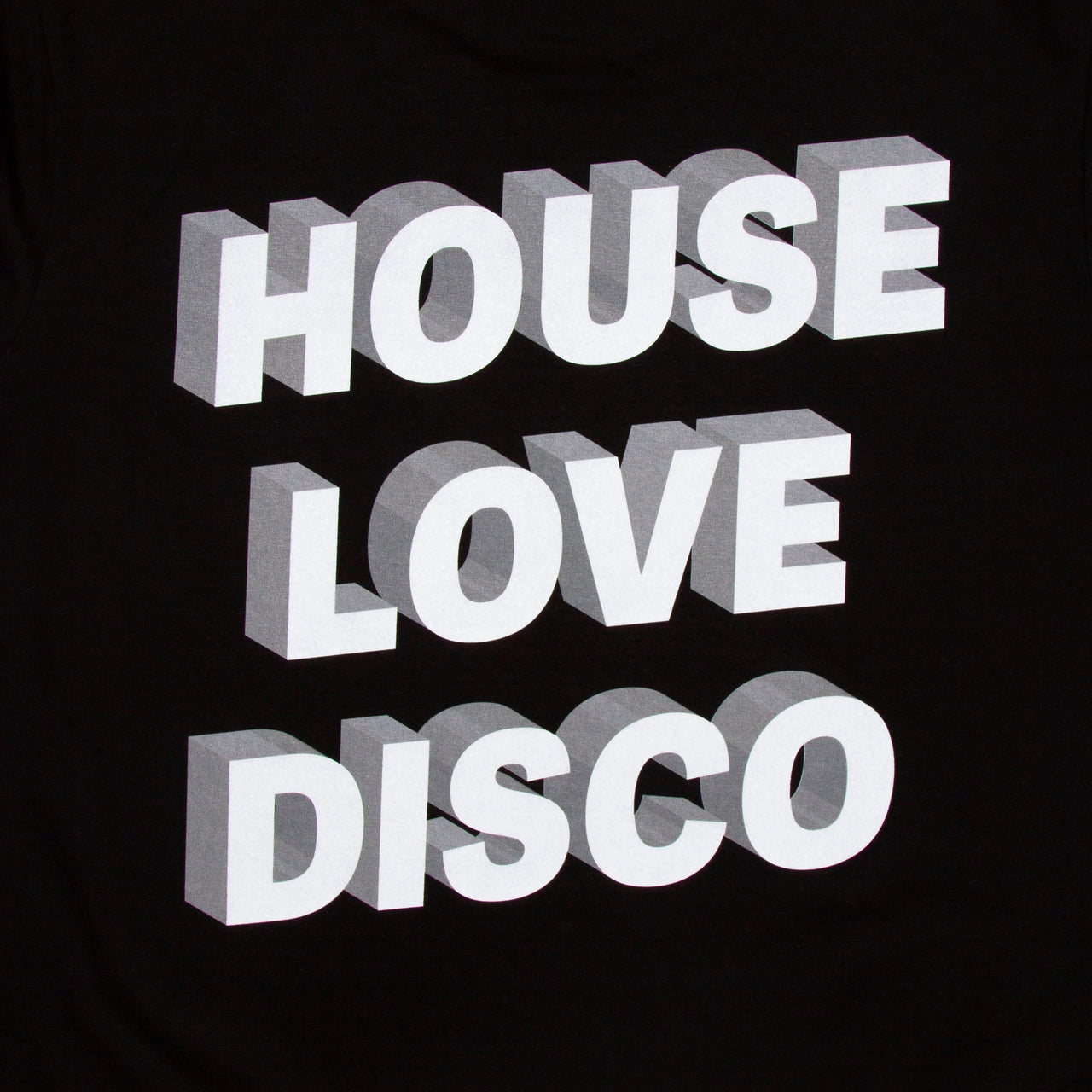 3D House Love Disco Front Print - Tshirt - Black