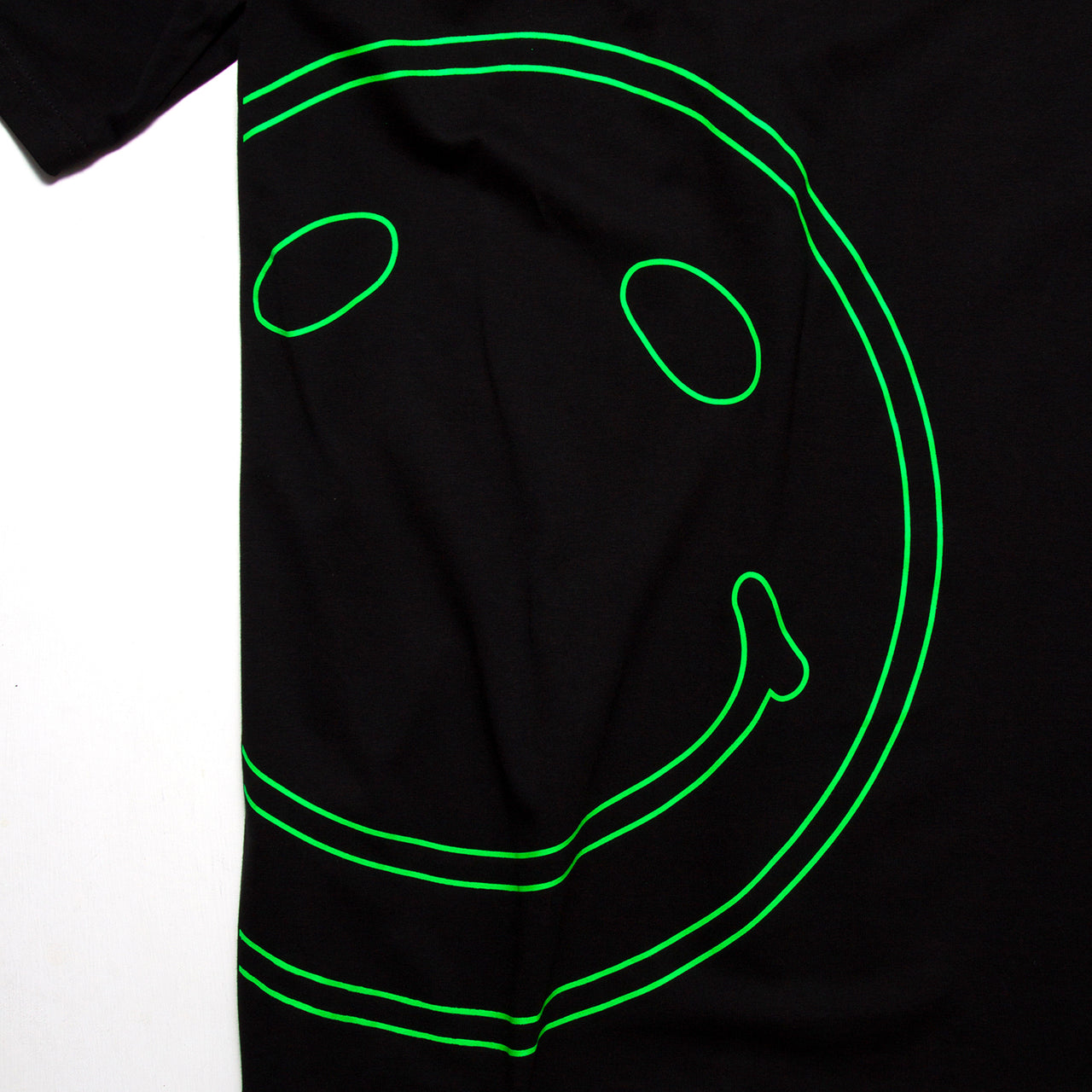 Neon Outline Side Smiley - Tshirt - Black