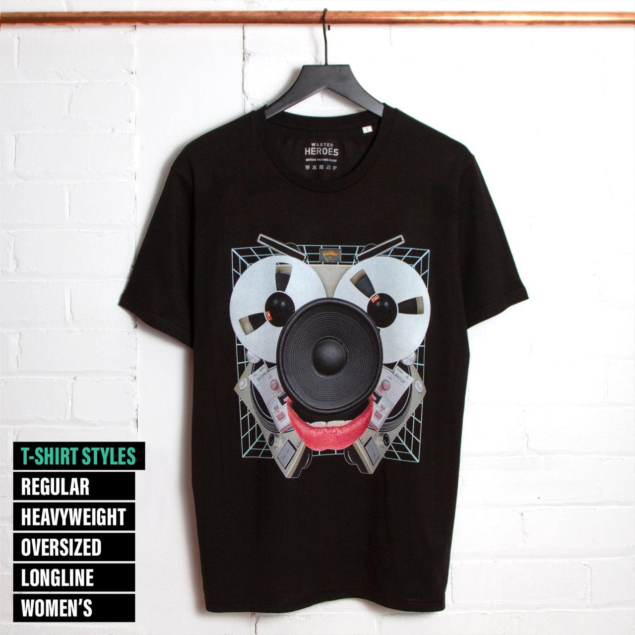 Audio Face Front Print - Tshirt - Black