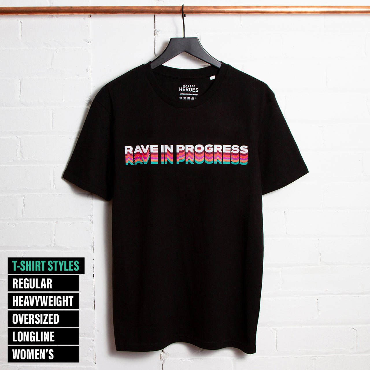 Rave in Progress Remixed Front Print - Tshirt - Black