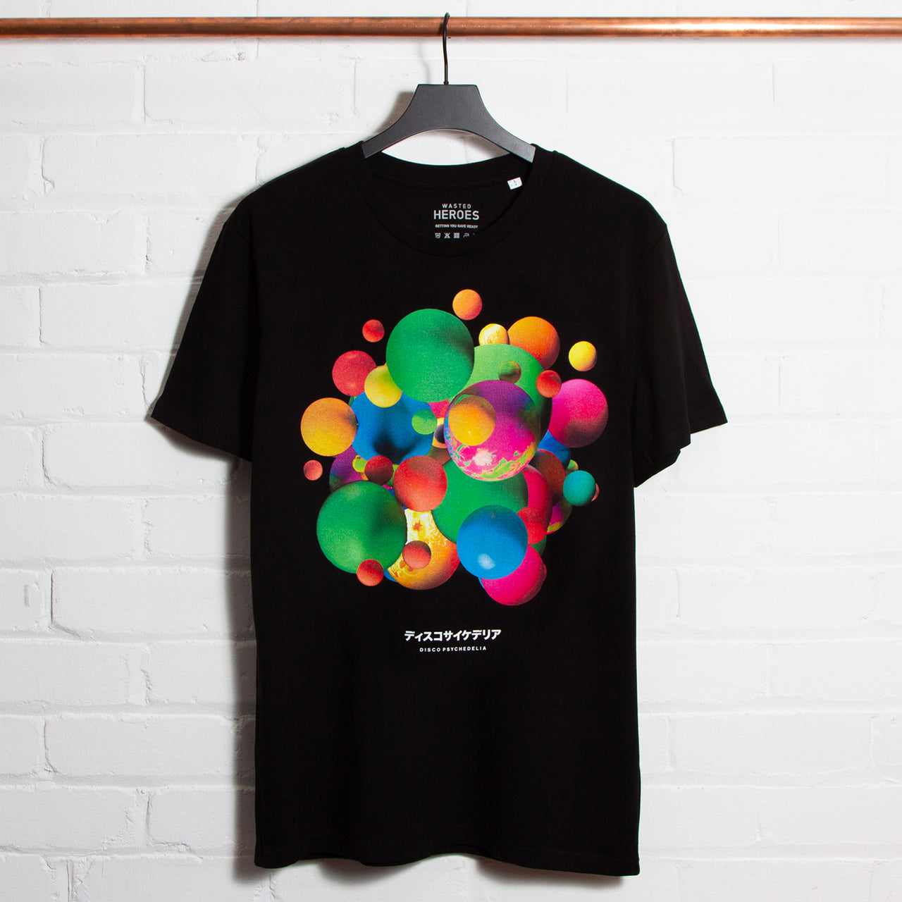 006 Disco Psychedelia Front Print - Tshirt - Black