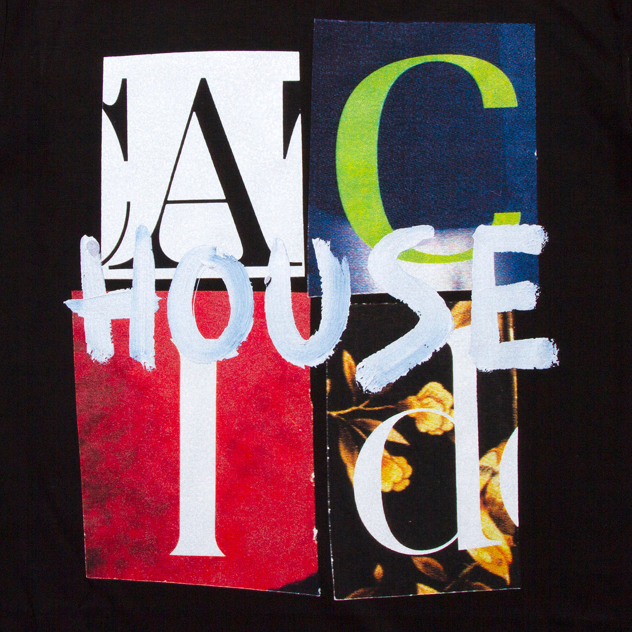 Acid House Cut Portrait Front Print - Tshirt - Black