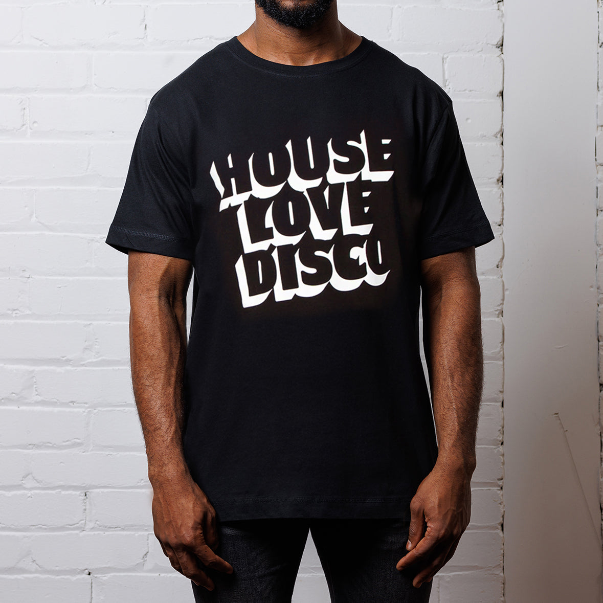 House Love Disco White Print - Tshirt - Black