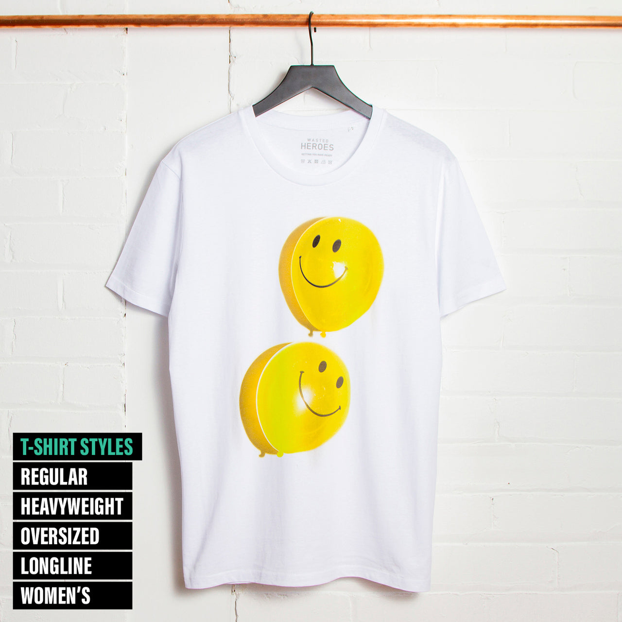 Smiley Balloon Front Print - Tshirt - White