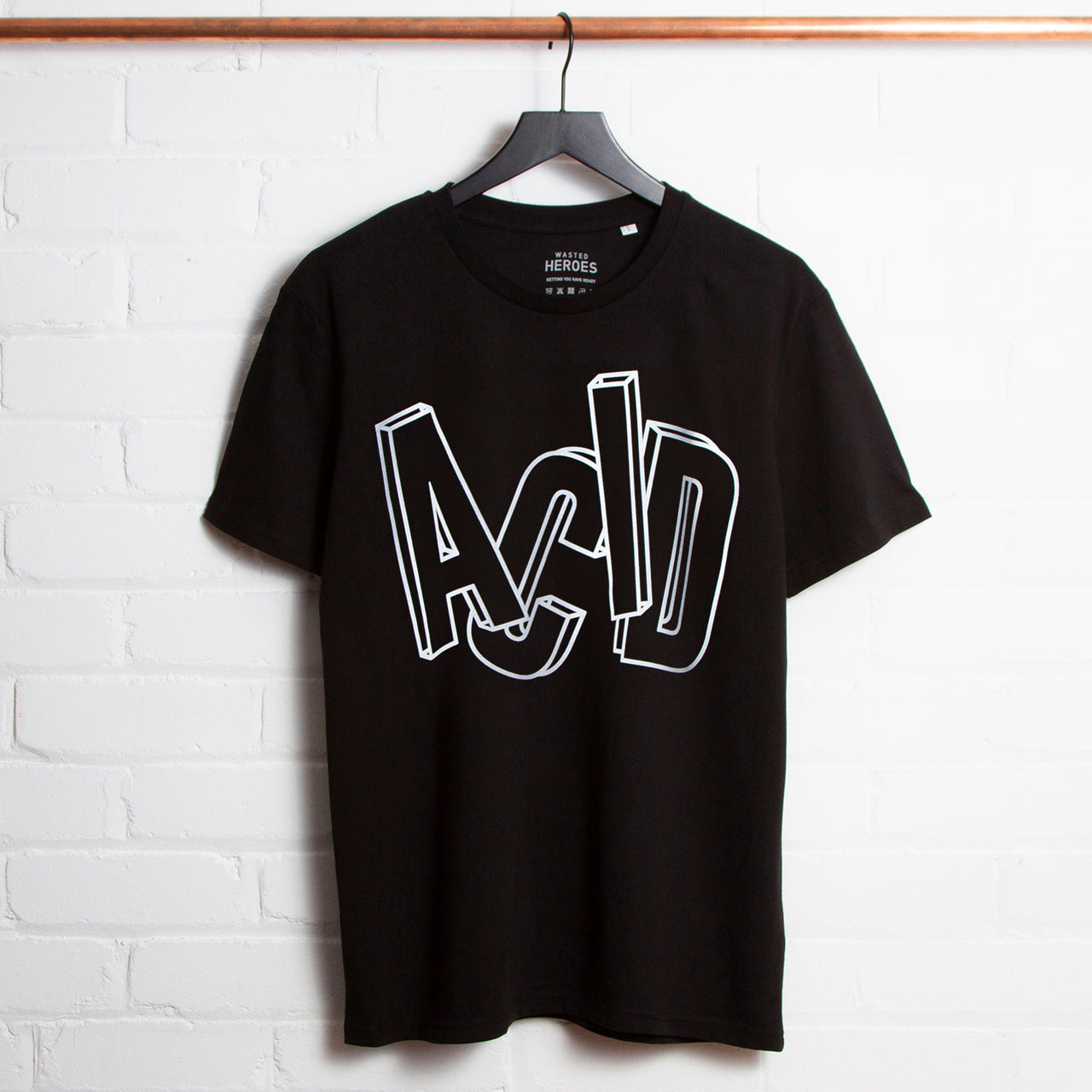 3D Acid Letter Front Print - Tshirt - Black