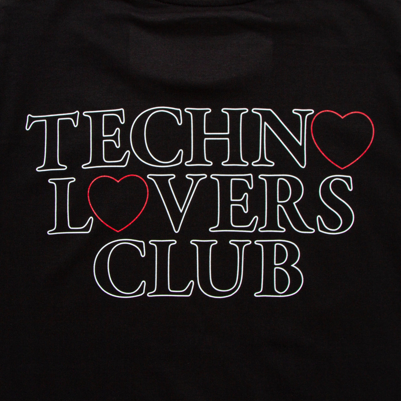 Techno Lovers Front Print - Tshirt - Black