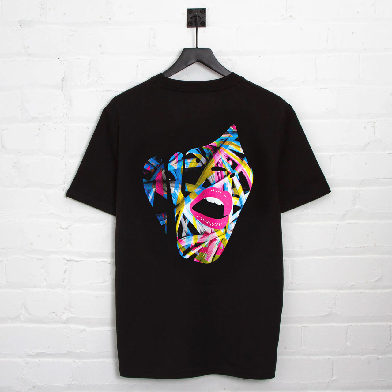 Droplet Face 005 Back Print - Tshirt - Black