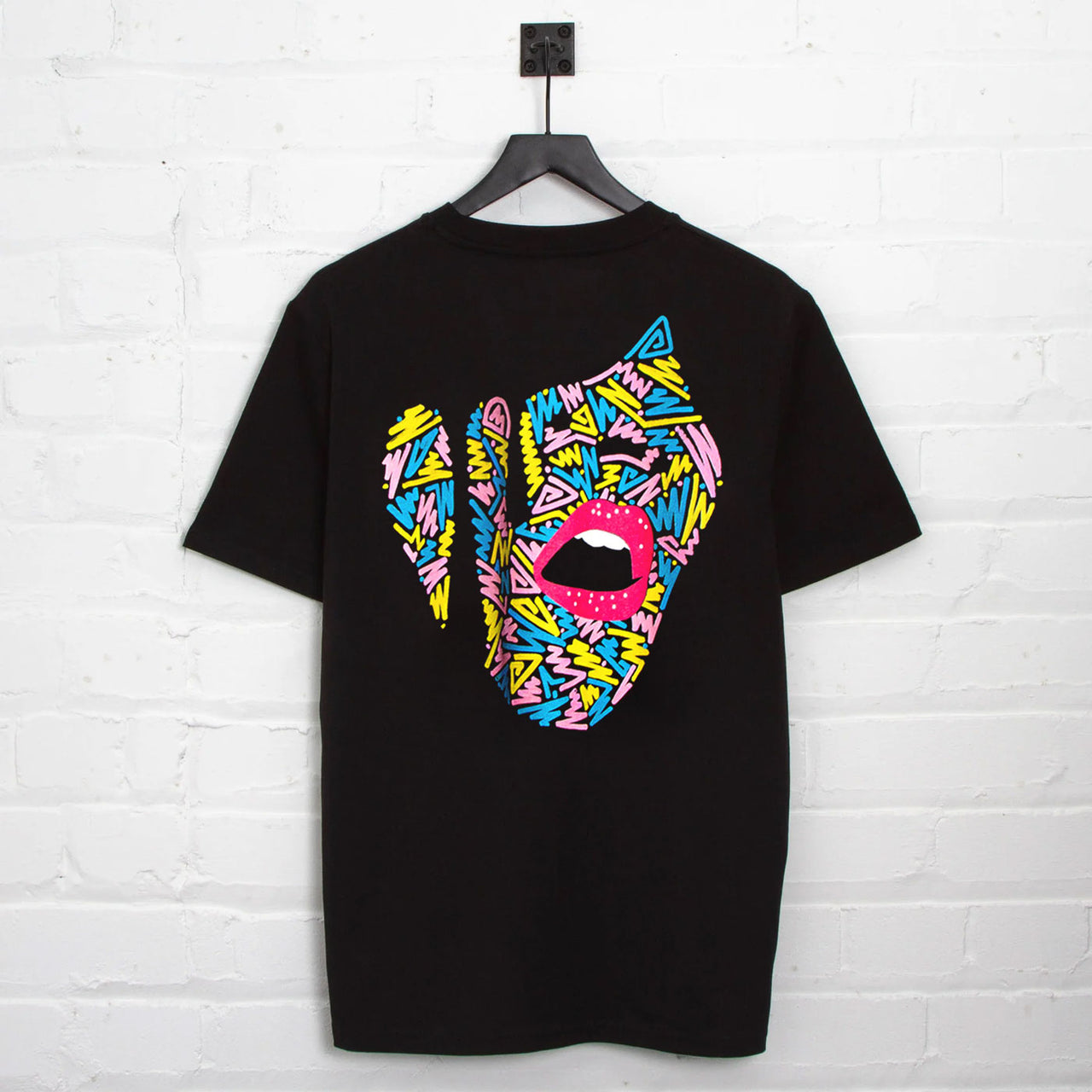 Droplet Face 006 Back Print - Tshirt - Black