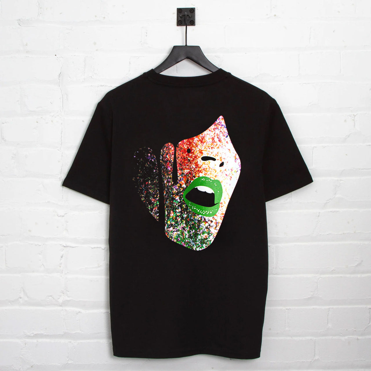 Droplet Face 007 Back Print - Tshirt - Black