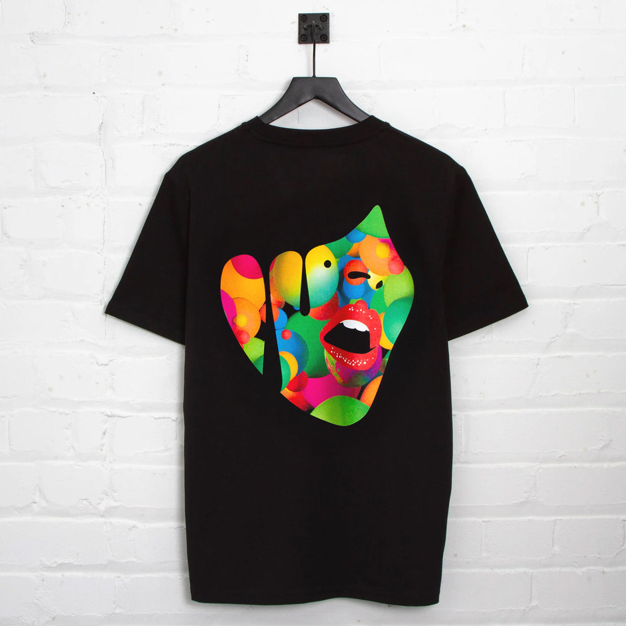 Droplet Face 008 Back Print - Tshirt - Black