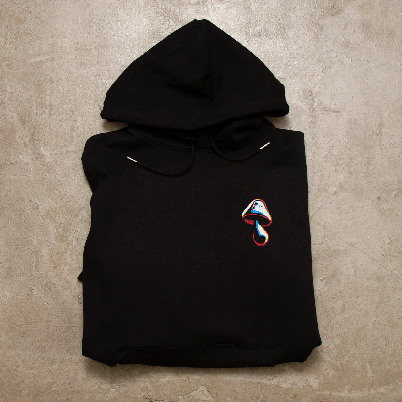 Crest Shroom Doodle - Pullover Hood - Black