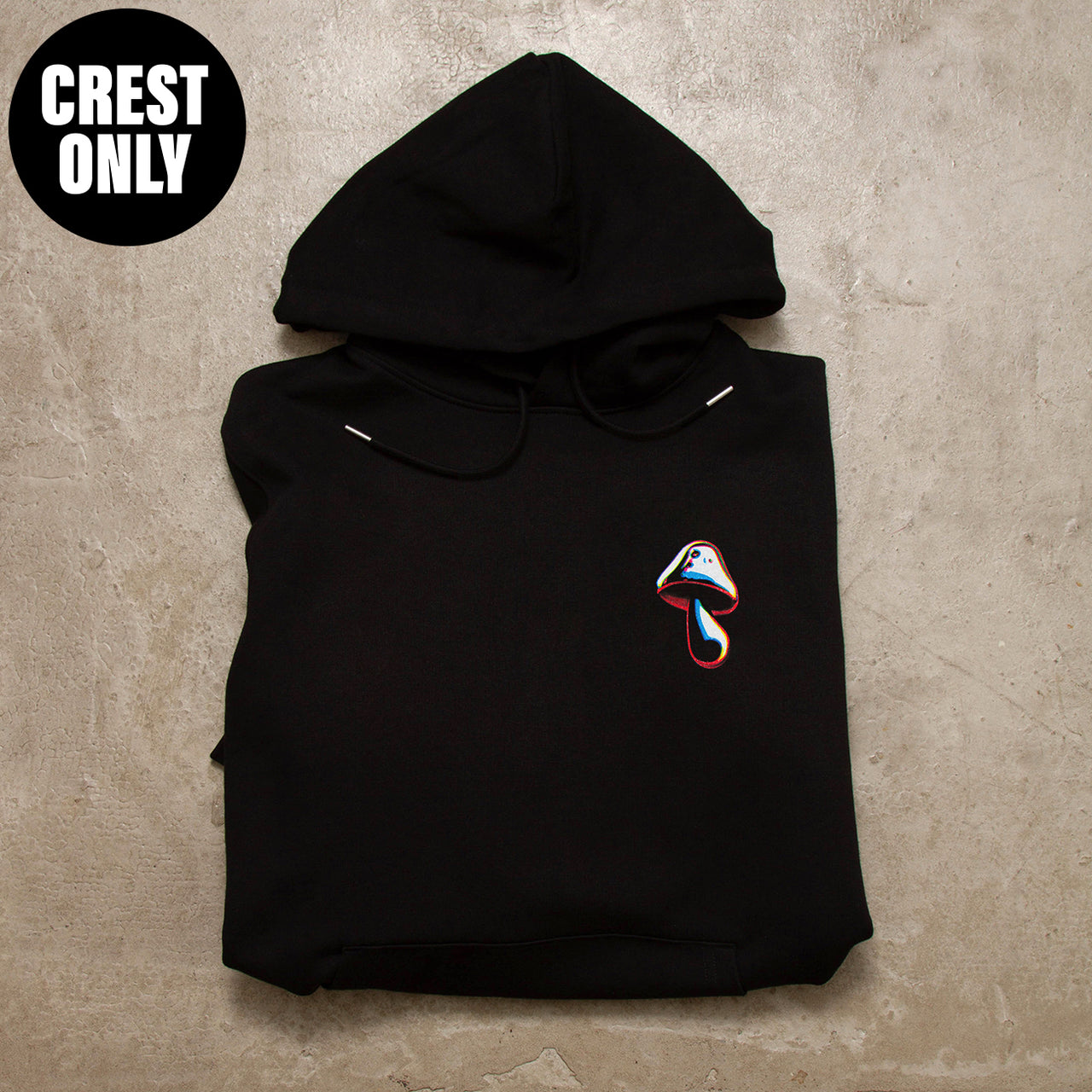 Crest Shroom Doodle - Pullover Hood - Black