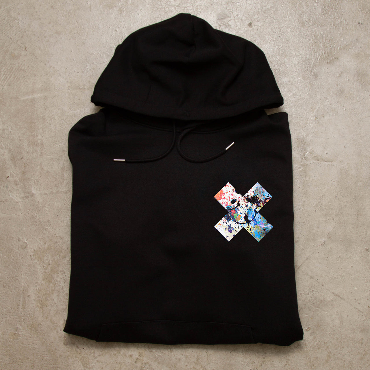 Crest Smiley 1 X Imprint  - Pullover Hood - Black