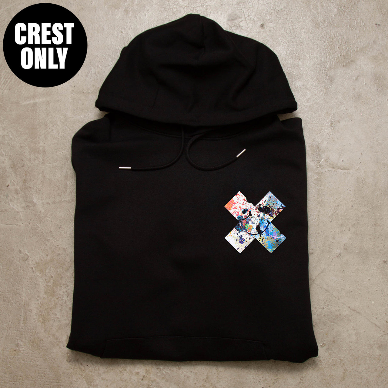 Crest Smiley 1 X Imprint  - Pullover Hood - Black