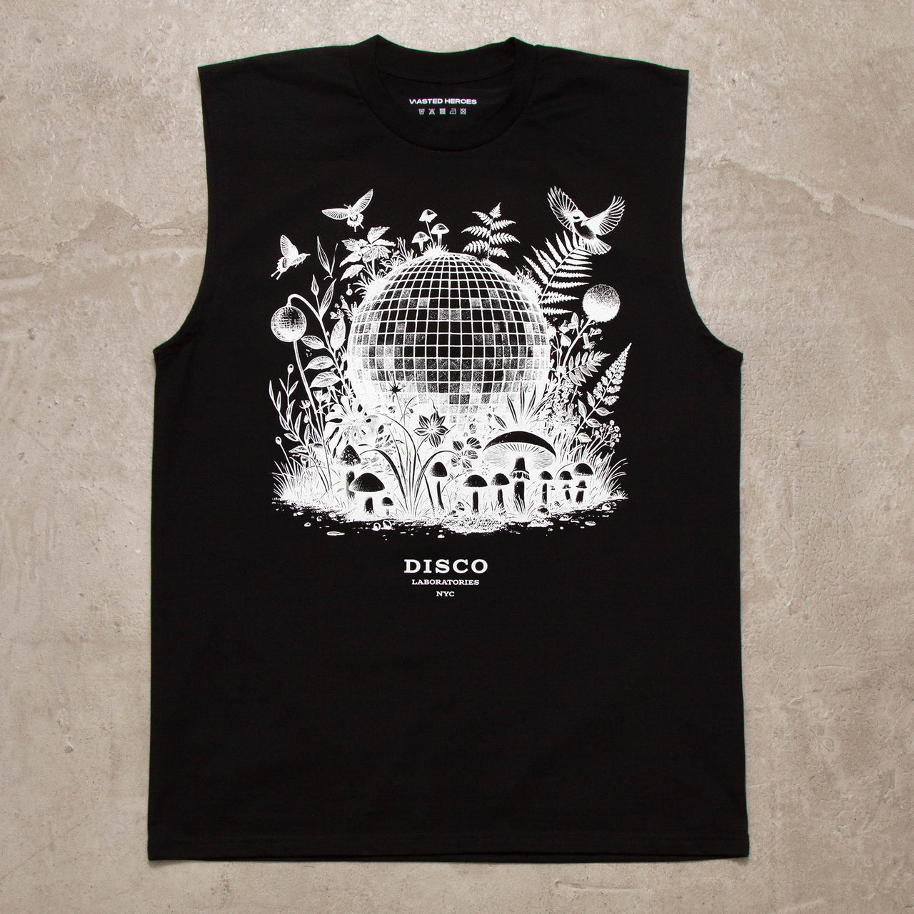 Ecology Disco Labs Front Print - Tank Tshirt - Black