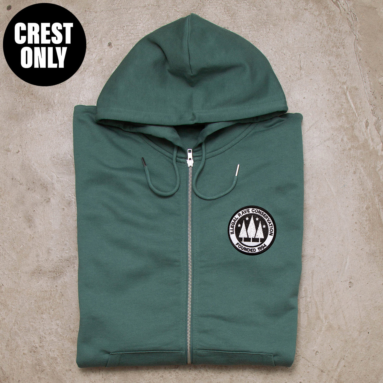 Illegal Rave Crest - Zipped Hood - Green