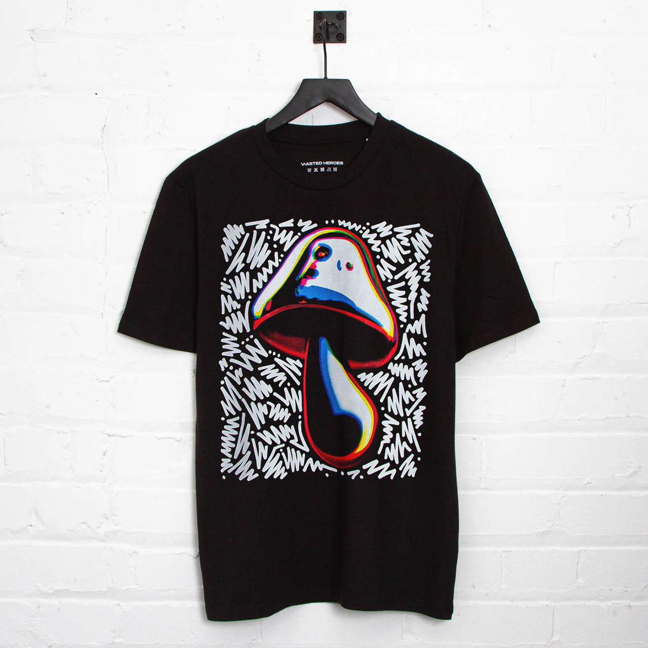 Doodle Shroom Front Print - Tshirt - Black