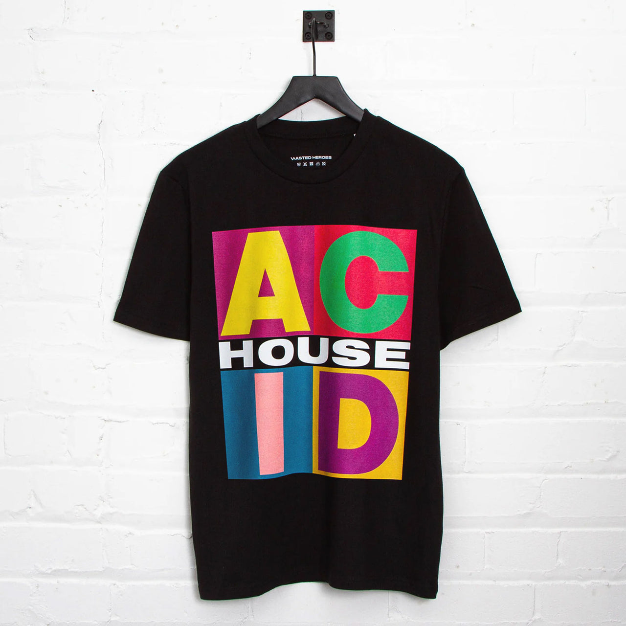 Squares Acid House Front Print - Tshirt - Black