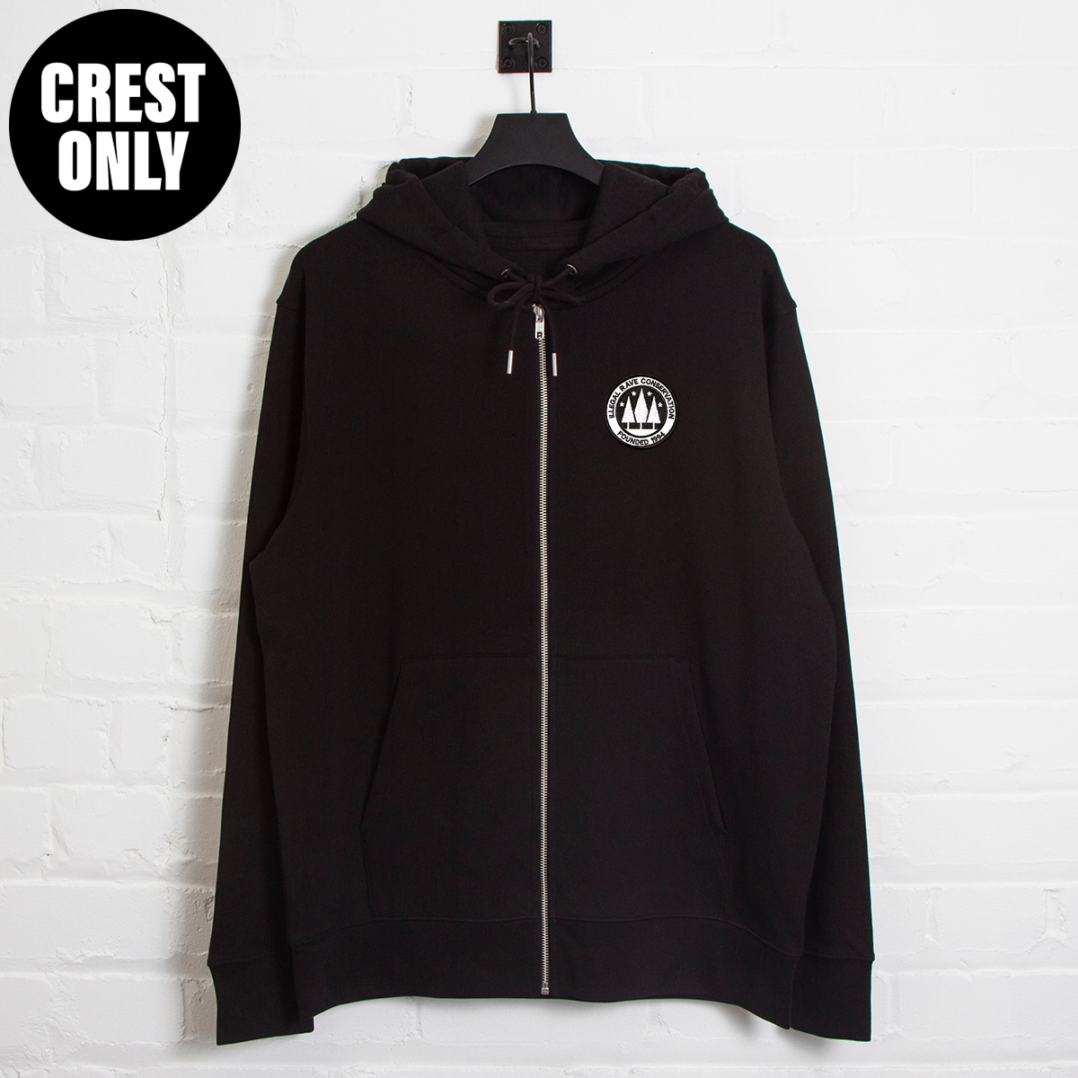 Illegal Rave Crest - Zipped Hood - Black