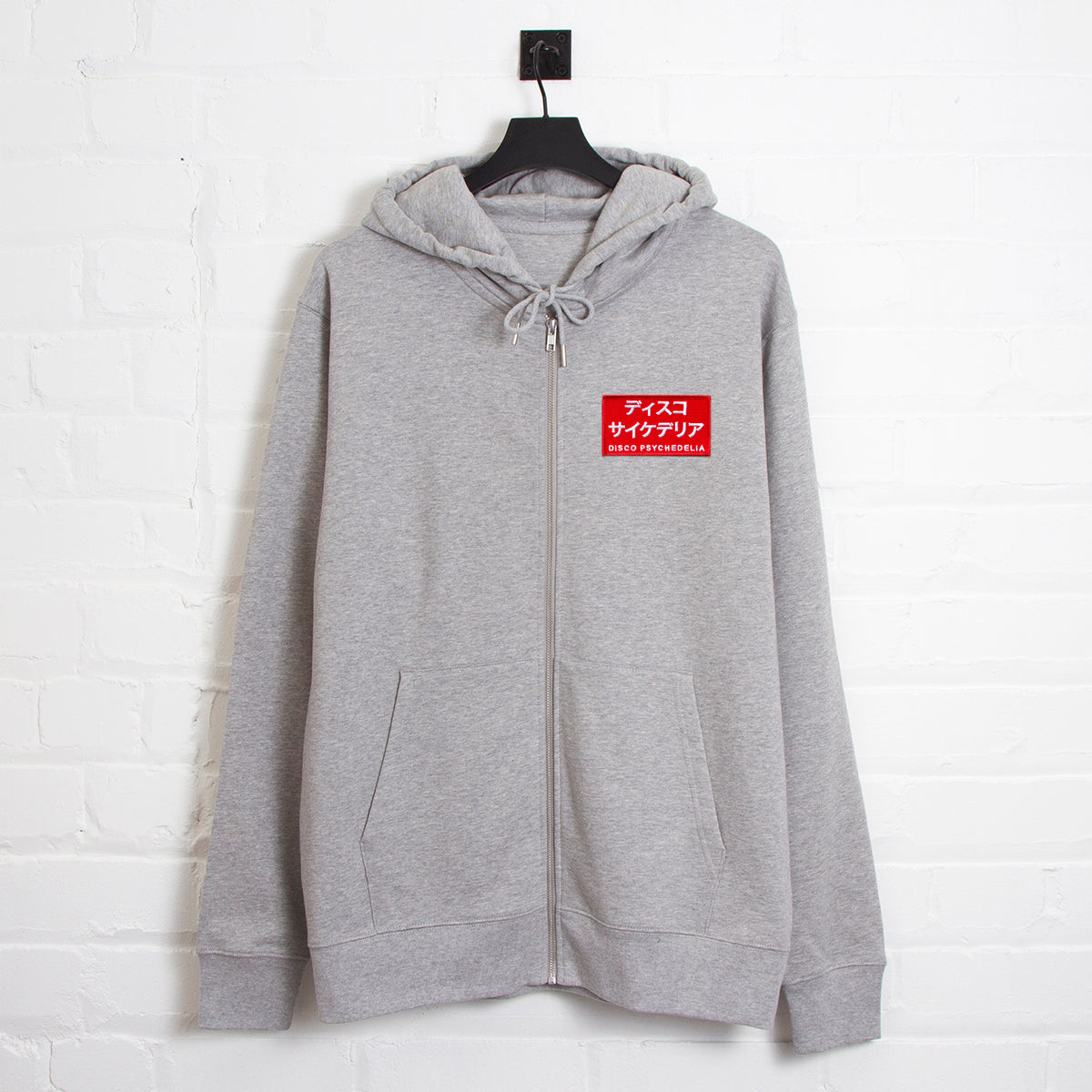 Red Disco Psychedelia Crest - Zipped Hood - Grey