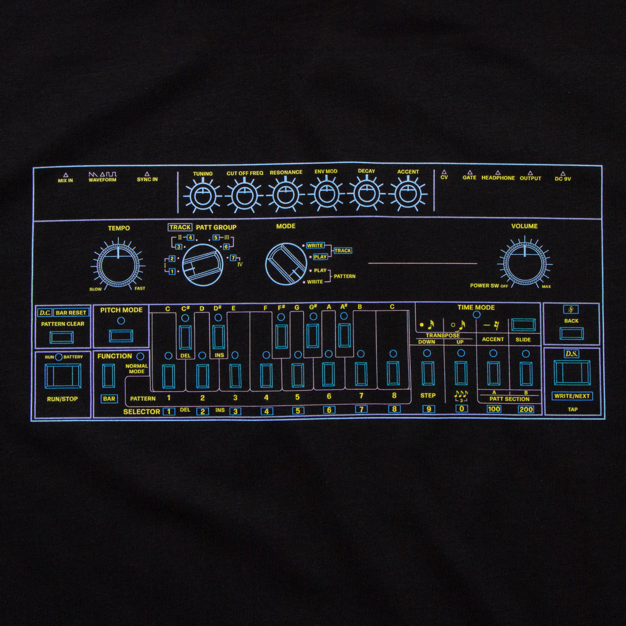 303 Colours Front Print - Tshirt - Black