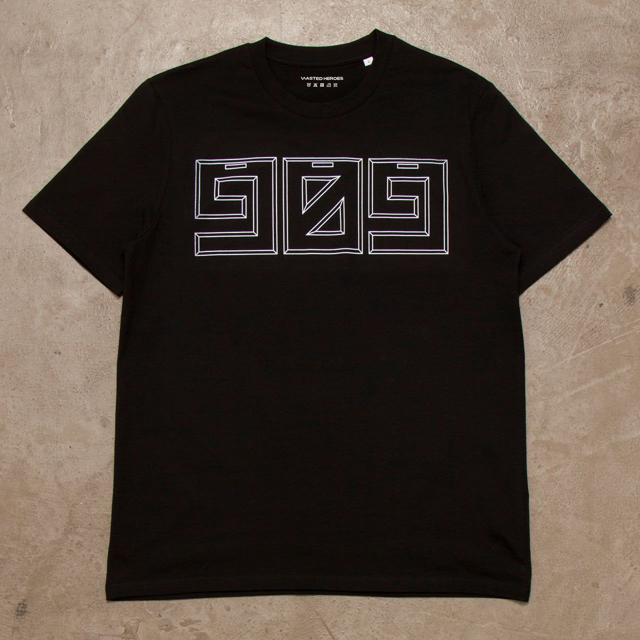 909 White Horizontal Front Print - Tshirt - Black