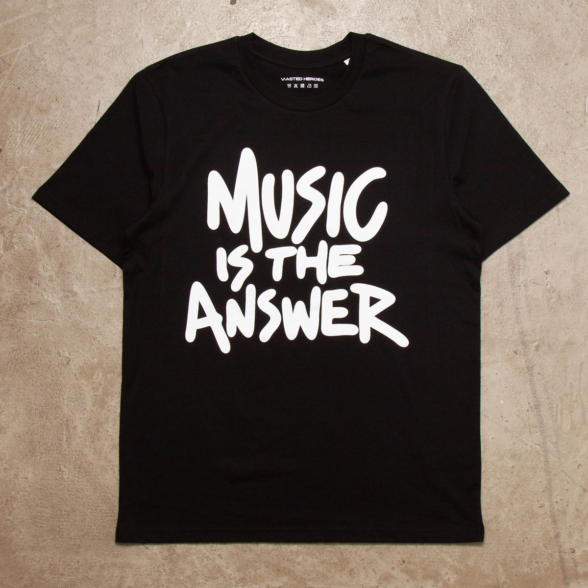 Hand Music Answer Front Print - Tshirt - Black