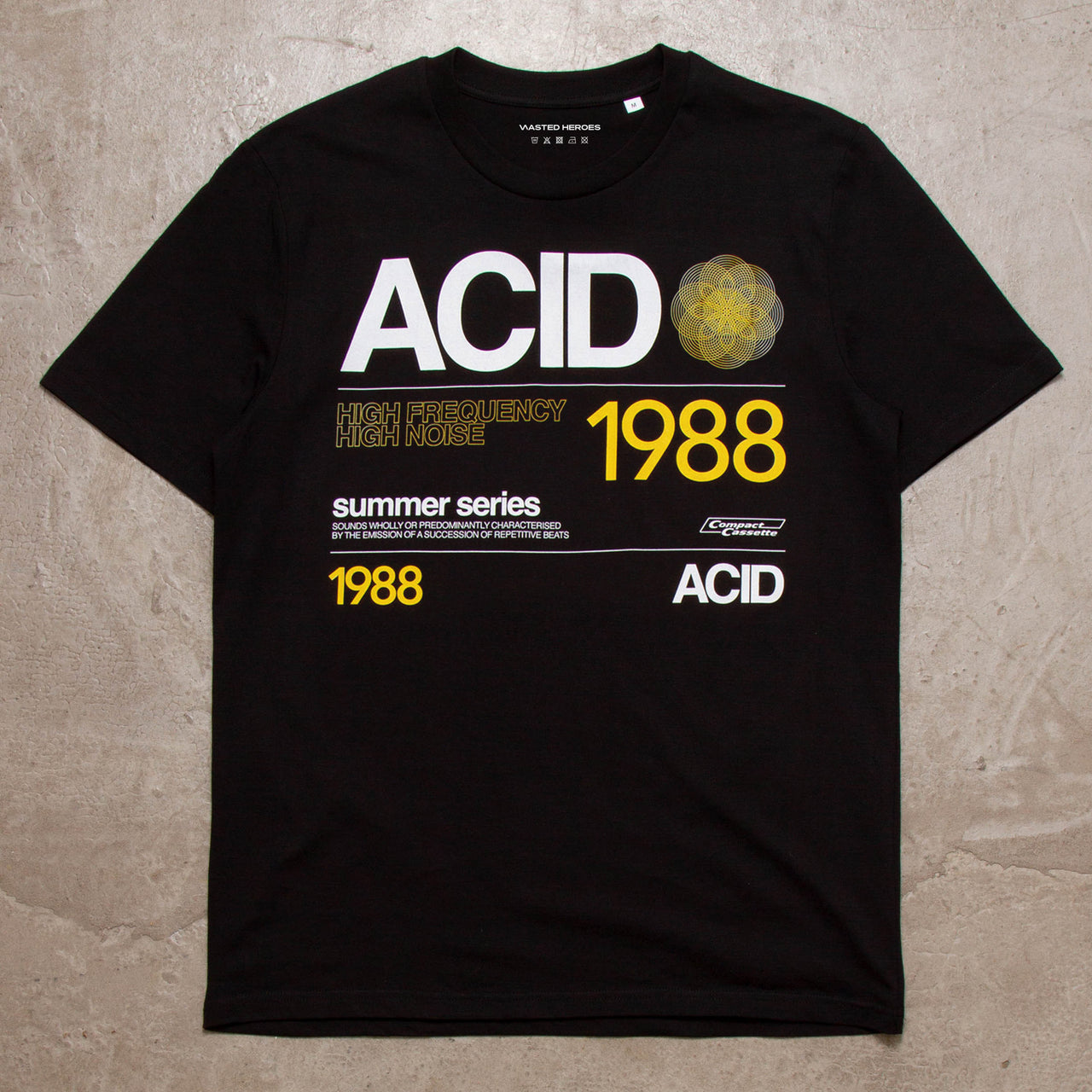 1988 Acid House Cassette Front Print - Tshirt - Black