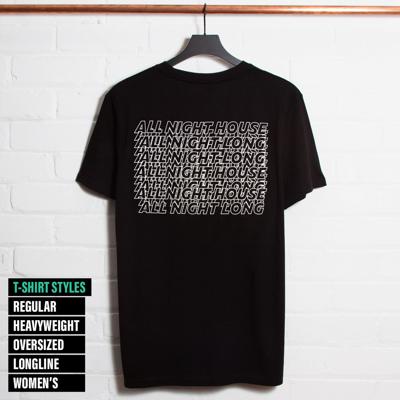 All Night House Back Print - Tshirt - Black