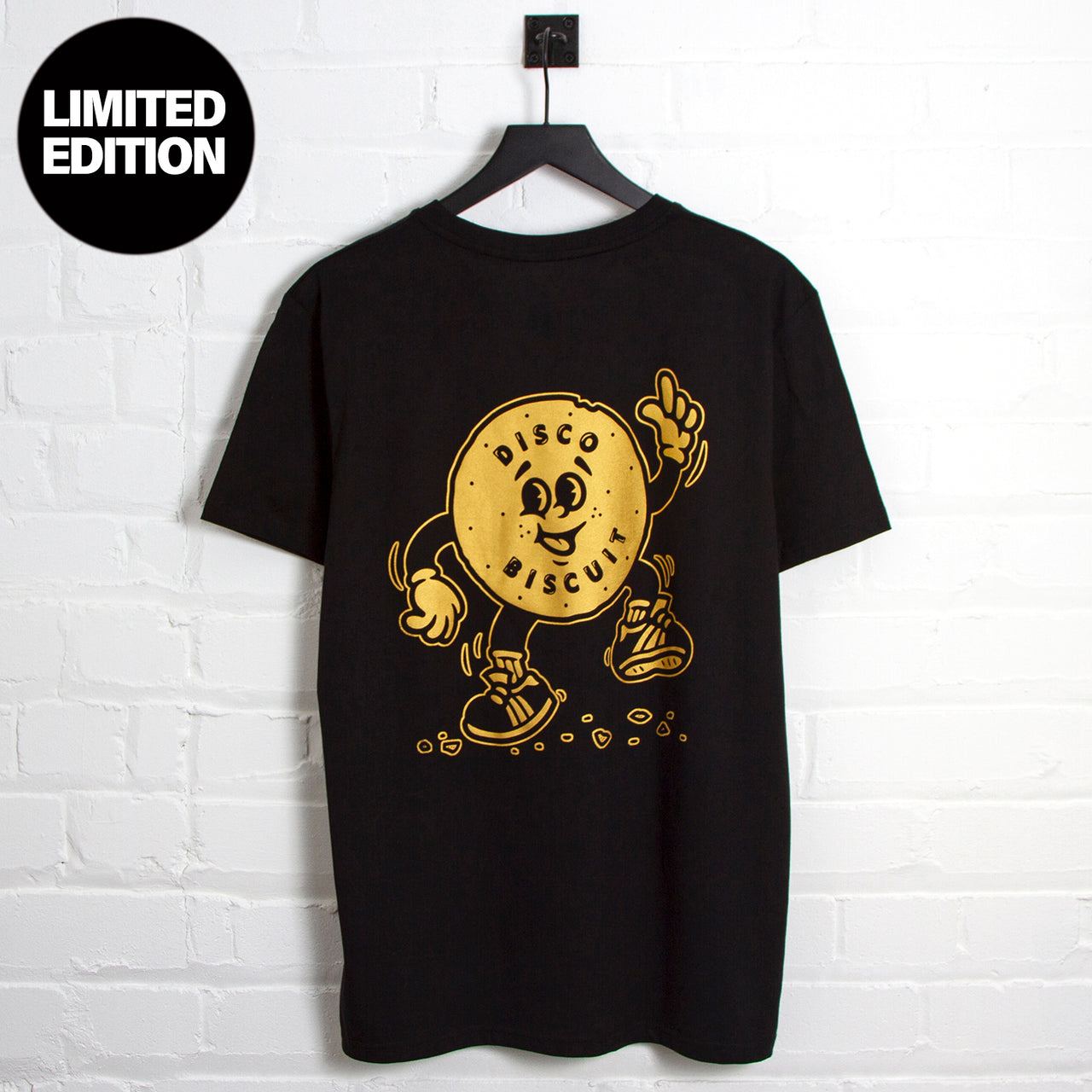 Gold Ltd Edition Disco Biscuit Back Print - Tshirt - Black