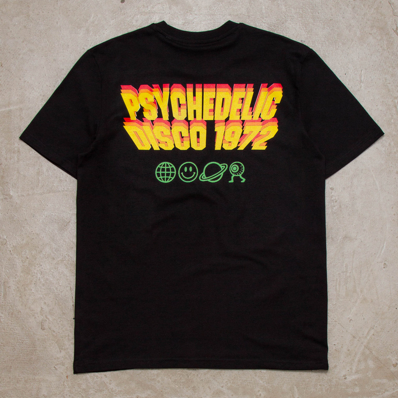 Invader Psychedelic Disco 1972 Back Print - Tshirt - Black