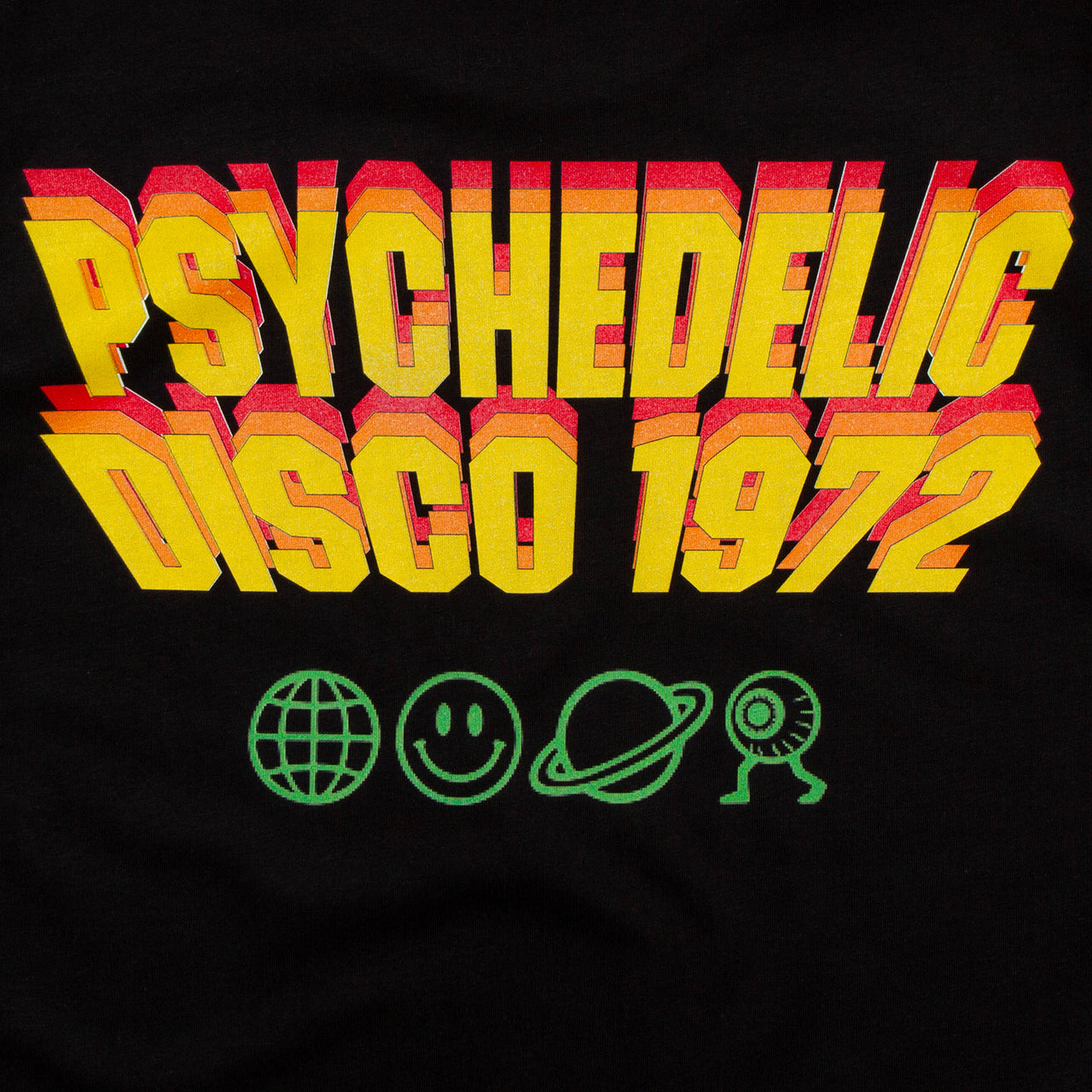 Invader Psychedelic Disco 1972 Front Print - Tshirt - Black