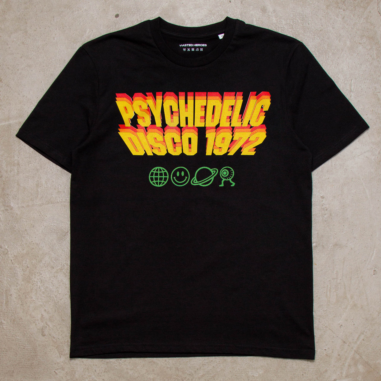 Invader Psychedelic Disco 1972 Front Print - Tshirt - Black