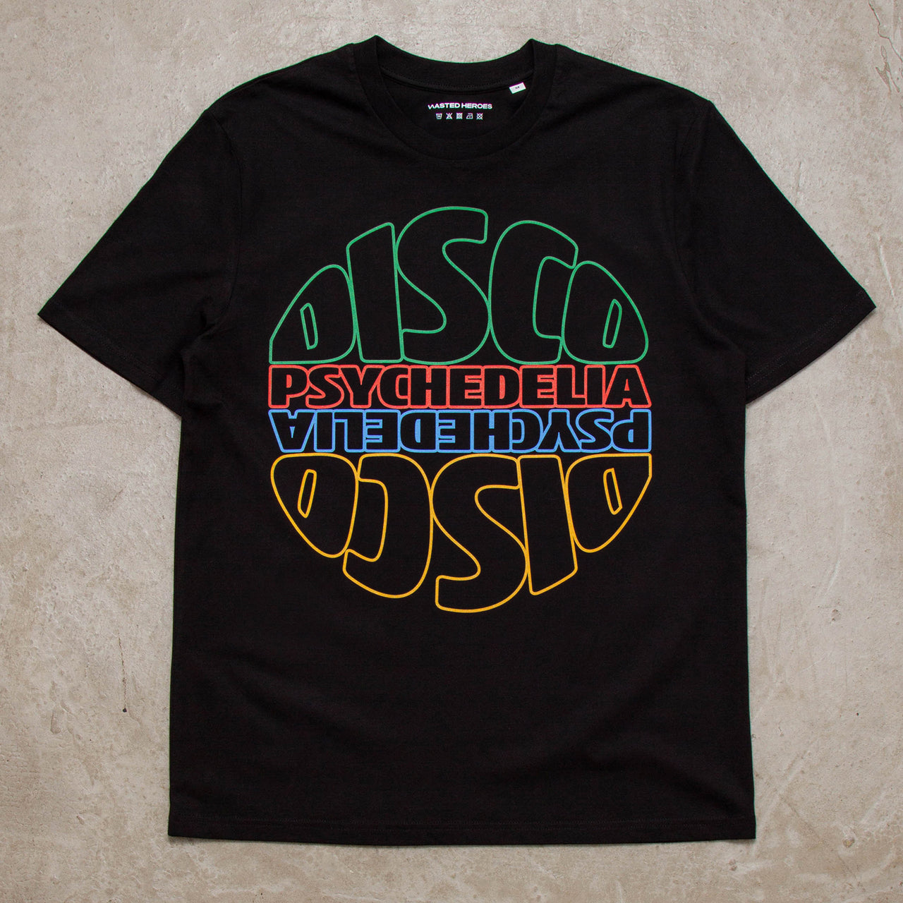 Coloration Revolve Disco Psychedelia Front Print - Tshirt - Black
