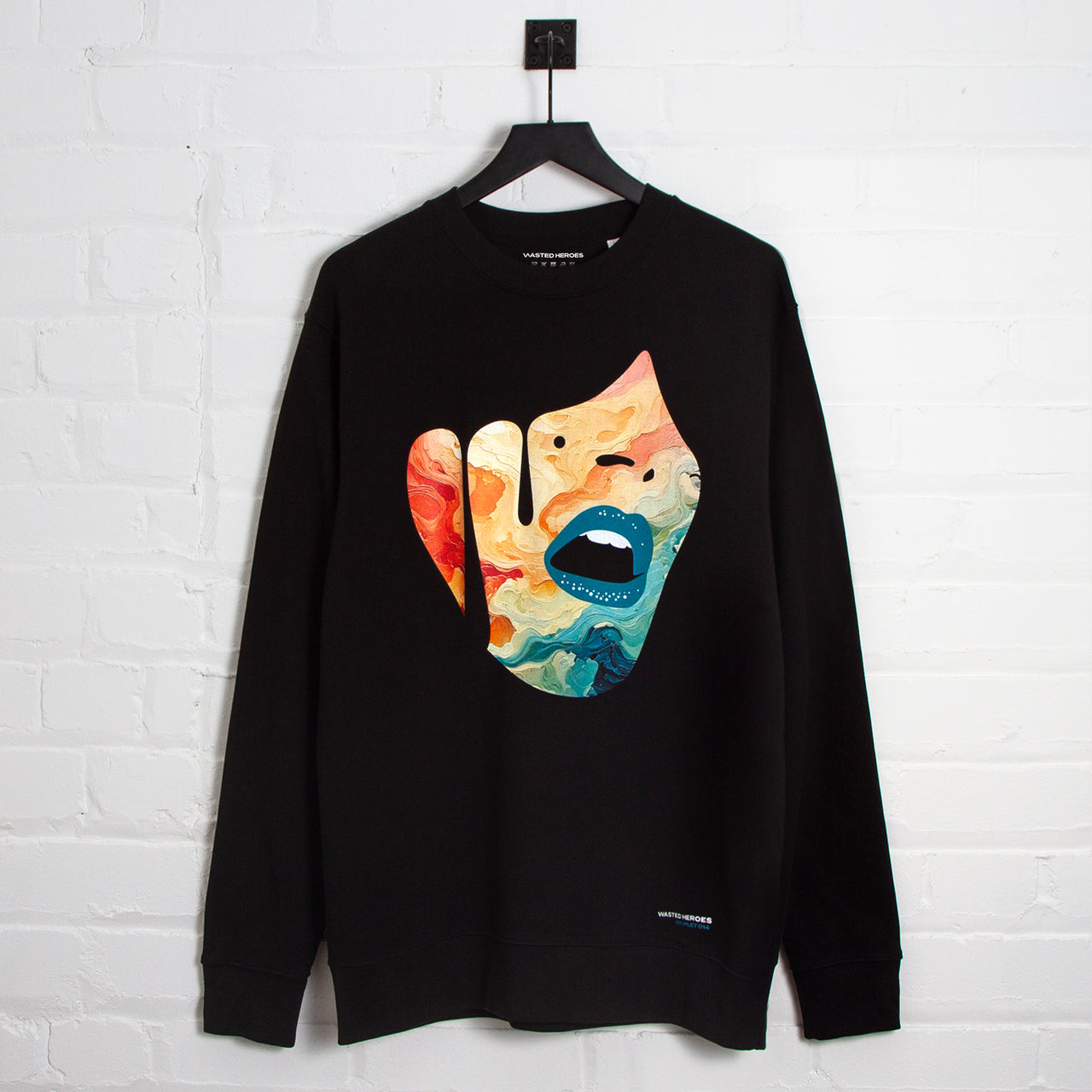 Droplet Face 014 Front Print - Sweatshirt - Black