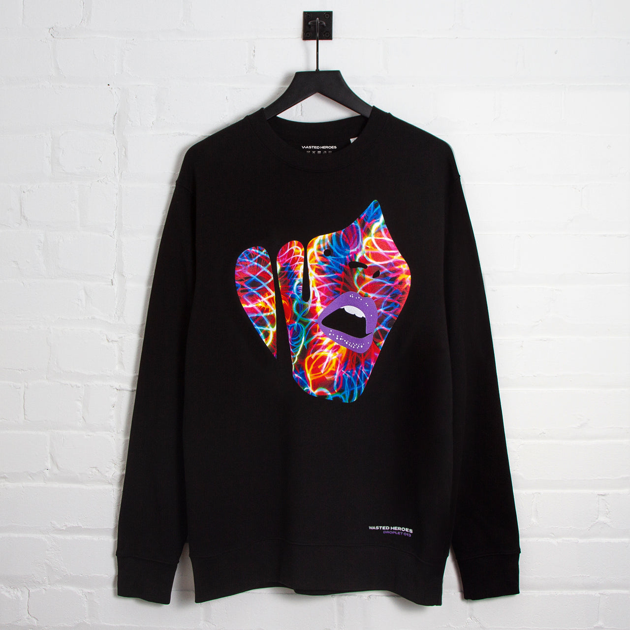 Droplet Face 013 Front Print - Sweatshirt - Black