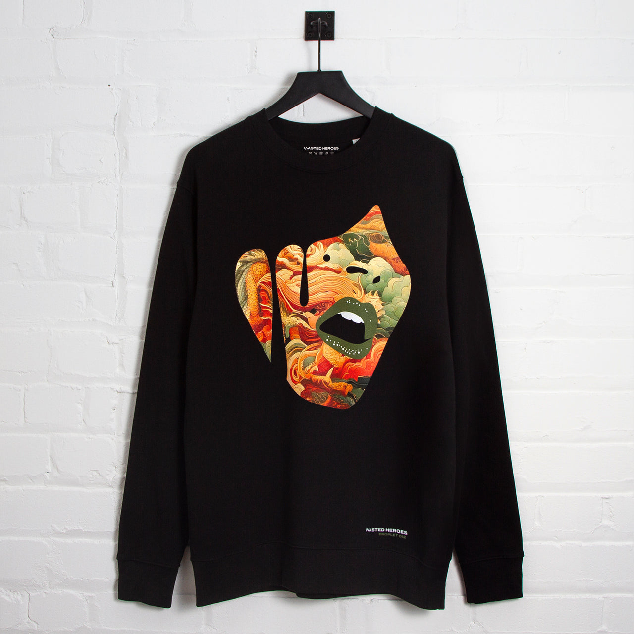 Droplet Face 012 Front Print - Sweatshirt - Black