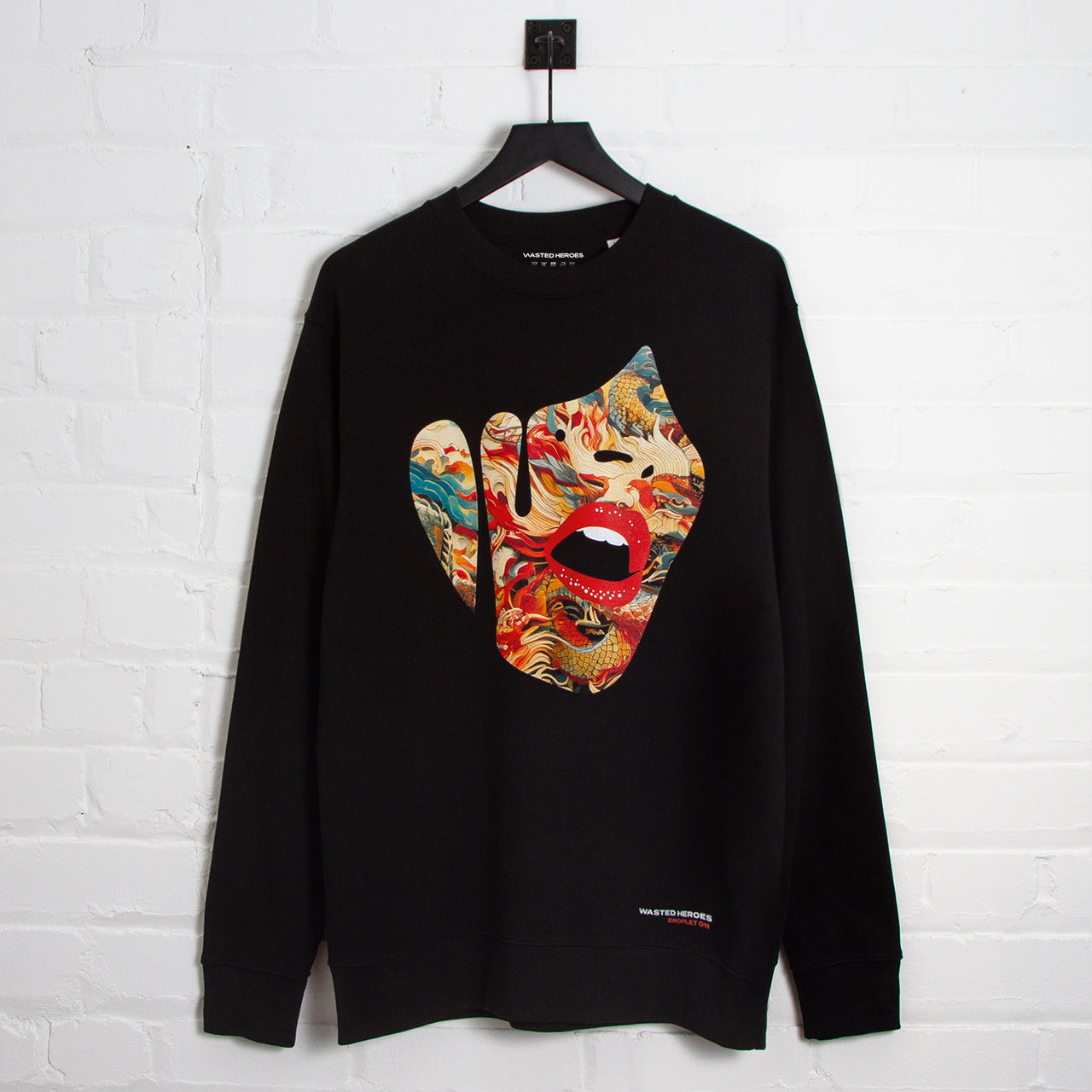 Droplet Face 011 Front Print - Sweatshirt - Black